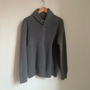 Michael Kors V-Neck Sweater in Charcoal Grey L Cotton